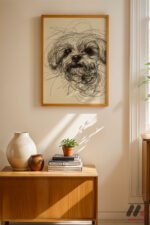 Köpek Çizgi Portresi Duvar Tablosu, Modern Ev Dekorasyonu - Görsel 4
