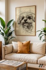 Köpek Çizgi Portresi Duvar Tablosu, Modern Ev Dekorasyonu - Görsel 6