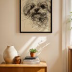 Köpek Çizgi Portresi Duvar Tablosu, Modern Ev Dekorasyonu