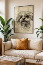 Köpek Çizgi Portresi Duvar Tablosu, Modern Ev Dekorasyonu - Görsel 3