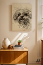 Köpek Çizgi Portresi Duvar Tablosu, Modern Ev Dekorasyonu - Görsel 8
