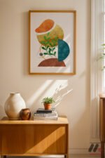 Boho Yaprak Kompozisyon Duvar Tablosu, Modern Ev Dekorasyonu - Görsel 4