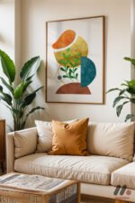 Boho Yaprak Kompozisyon Duvar Tablosu, Modern Ev Dekorasyonu - Görsel 6