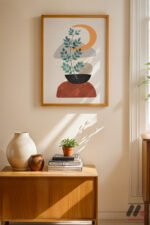 Boho Saksı Bitki Duvar Tablosu, Modern Ev Dekorasyonu - Görsel 4