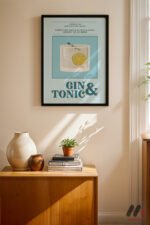 Gin Tonic Tarif Posteri Duvar Tablosu, Mutfak Dekorasyonu