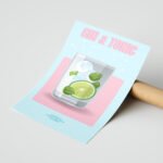 Gin Tonic İllüstrasyon Duvar Tablosu, Mutfak Dekorasyonu