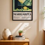 Margarita Tarif Posteri siyah çerçeveli duvar tablosu, konsol üstündeki duvarda