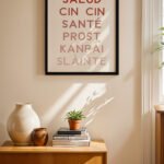 Cheers Çok Dilli Tipografi Duvar Tablosu, Mutfak Dekorasyonu