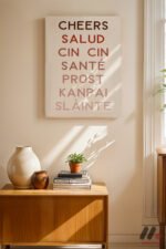 Cheers Çok Dilli Tipografi Duvar Tablosu, Mutfak Dekorasyonu - Görsel 2