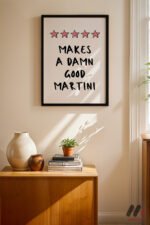 Martini Tipografi Posteri Duvar Tablosu, Mutfak Dekorasyonu