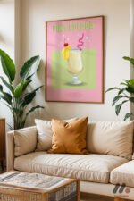 Pina Colada Kokteyl Posteri Duvar Tablosu, Mutfak Dekorasyonu - Görsel 6