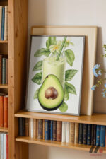 Avokado Smoothie Posteri Duvar Tablosu, Mutfak Dekorasyonu - Görsel 2