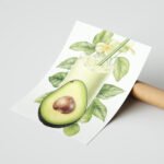 Avokado Smoothie Posteri Duvar Tablosu, Mutfak Dekorasyonu