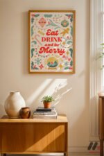Eat Drink Be Merry Poster Duvar Tablosu, Mutfak Dekorasyonu - Görsel 4