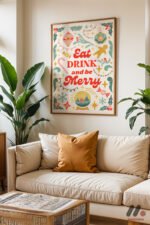 Eat Drink Be Merry Poster Duvar Tablosu, Mutfak Dekorasyonu - Görsel 6