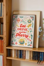 Eat Drink Be Merry Poster Duvar Tablosu, Mutfak Dekorasyonu - Görsel 2