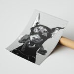 Siyah Köpek Pop Art Duvar Tablosu, Renkli Ev Dekorasyonu