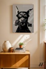 Siyah Köpek Pop Art Duvar Tablosu, Renkli Ev Dekorasyonu - Görsel 2