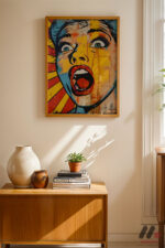 Çığlık Atan Kadın Pop Art Duvar Tablosu, Renkli Ev Dekorasyonu - Görsel 4