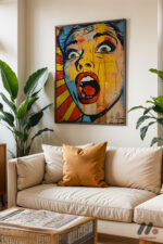 Çığlık Atan Kadın Pop Art Duvar Tablosu, Renkli Ev Dekorasyonu - Görsel 3