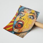 Çığlık Atan Kadın Pop Art Duvar Tablosu, Renkli Ev Dekorasyonu