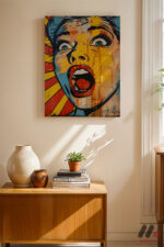 Çığlık Atan Kadın Pop Art Duvar Tablosu, Renkli Ev Dekorasyonu - Görsel 8