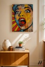 Çığlık Atan Kadın Pop Art Duvar Tablosu, Renkli Ev Dekorasyonu - Görsel 2