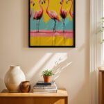 Flamingo Pop Art Duvar Tablosu, Renkli Ev Dekorasyonu