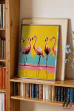 Flamingo Pop Art Duvar Tablosu, Renkli Ev Dekorasyonu - Görsel 2