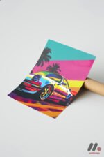 Renkli Spor Araba Pop Art Duvar Tablosu, Renkli Ev Dekorasyonu - Görsel 7