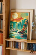 Tropikal Sahil Dijital Sanat Duvar Tablosu, Renkli Ev Dekorasyonu - Görsel 5