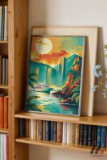 Tropikal Sahil Dijital Sanat Duvar Tablosu, Renkli Ev Dekorasyonu - Görsel 2