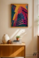 Renkli Bina Pop Art Duvar Tablosu, Renkli Ev Dekorasyonu - Görsel 4
