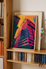 Renkli Bina Pop Art Duvar Tablosu, Renkli Ev Dekorasyonu - Görsel 5