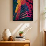 Renkli Bina Pop Art Duvar Tablosu, Renkli Ev Dekorasyonu