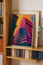 Renkli Bina Pop Art Duvar Tablosu, Renkli Ev Dekorasyonu - Görsel 2