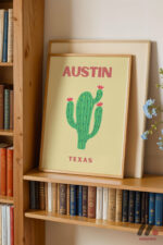 Austin Teksas Kaktüs Posteri Duvar Tablosu, Seyahat Severlere Hediye - Görsel 5