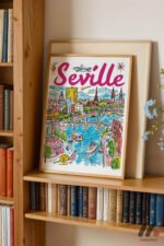 Sevilla İllüstrasyon Posteri Duvar Tablosu, Seyahat Severlere Hediye - Görsel 5