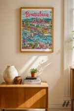 Bratislava İllüstrasyon Posteri Duvar Tablosu, Seyahat Severlere Hediye - Görsel 4