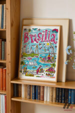 Brasilia İllüstrasyon Posteri Duvar Tablosu, Seyahat Severlere Hediye - Görsel 5