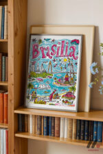 Brasilia İllüstrasyon Posteri Duvar Tablosu, Seyahat Severlere Hediye - Görsel 2