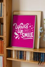 Wake Up And Smile Tipografi Duvar Tablosu, Motivasyon Hediyesi - Görsel 2