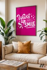 Wake Up And Smile Tipografi Duvar Tablosu, Motivasyon Hediyesi - Görsel 3