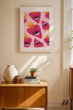Pembe Kalp ve Göz Deseni Duvar Tablosu, Motivasyon Hediyesi - Görsel 8