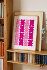Pembe Ayıcık Şeker Deseni Duvar Tablosu, Motivasyon Hediyesi - Görsel 9