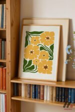 Retro Sarı Çiçek Deseni Duvar Tablosu, Motivasyon Hediyesi - Görsel 5