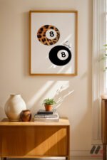 Leopar Desenli 8 Top Retro Duvar Tablosu, Motivasyon Hediyesi - Görsel 4