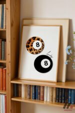 Leopar Desenli 8 Top Retro Duvar Tablosu, Motivasyon Hediyesi - Görsel 5