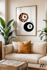 Leopar Desenli 8 Top Retro Duvar Tablosu, Motivasyon Hediyesi - Görsel 6