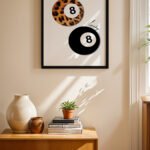 Leopar Desenli 8 Top Retro Duvar Tablosu, Motivasyon Hediyesi